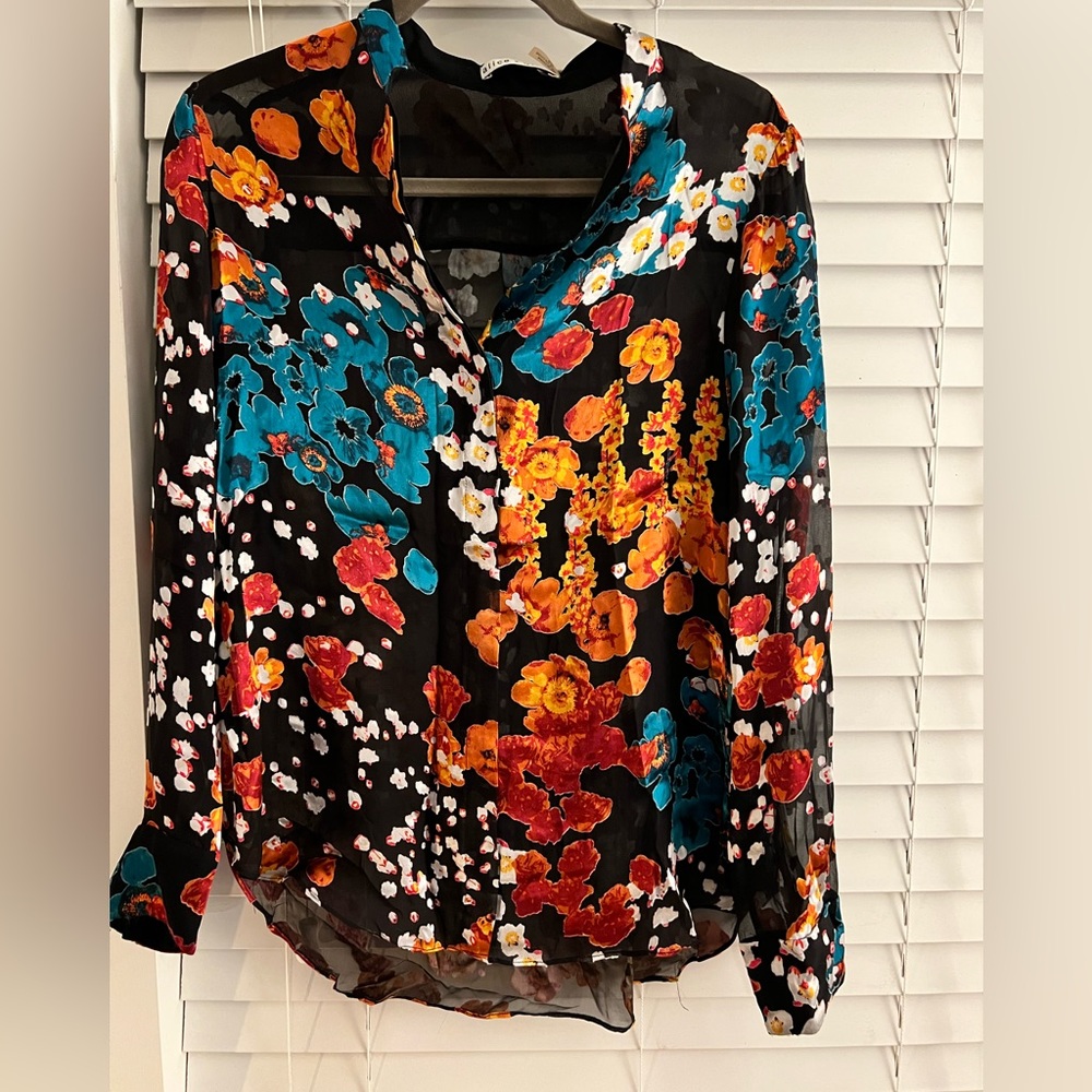 COPY - Alice and Olivia sheer long sleeve floral top size M